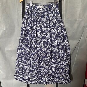 Cambridge Dry Goods Navy and White Floral A-Line Skirt